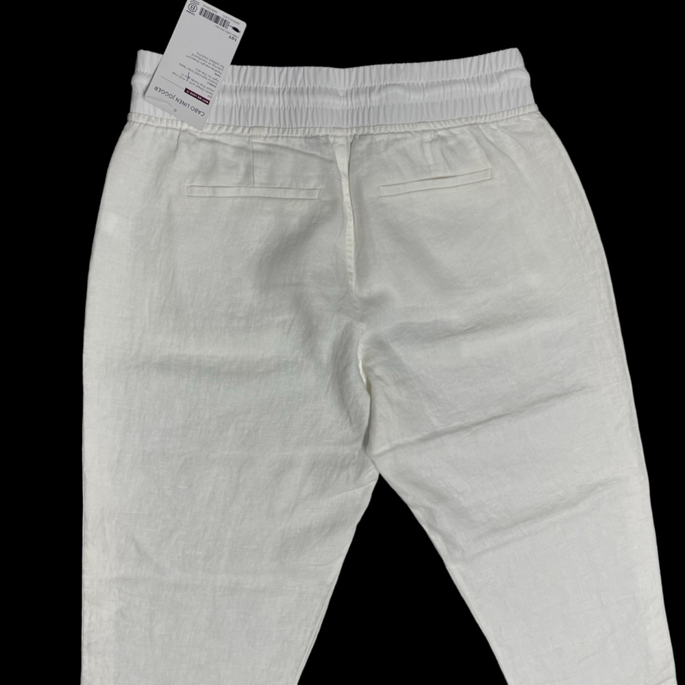 Athleta Cabo Linen Jogger White 10 Semi-Fitted Mid-Rise Zip Pockets NWT - Picture 4 of 9